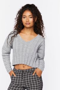 HEATHER GREY Ribbed Relaxed-Fit Sweater, image 1