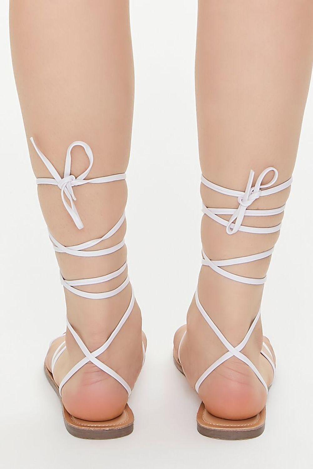 WHITE Lace-Up Gladiator Sandals, image 3