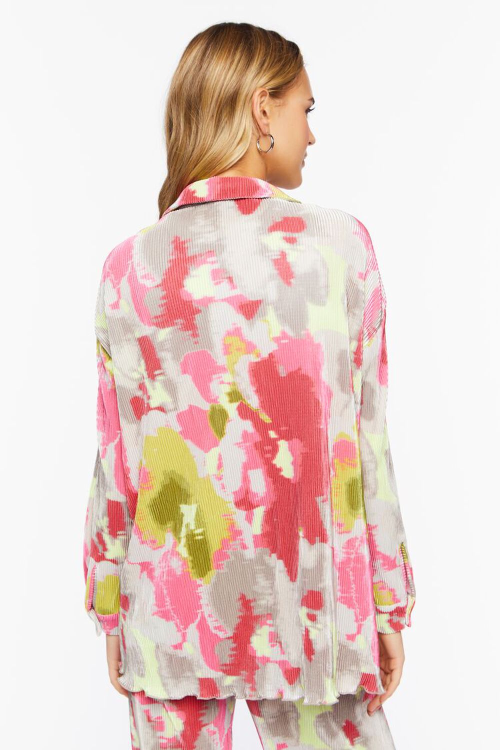 PEONY/MULTI Watercolor Floral Plisse Shirt, image 3