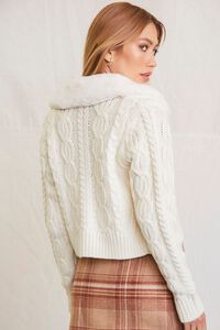 CREAM Plush-Collar Cardigan Sweater, image 3
