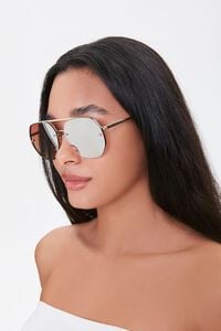 GOLD/CHAMPAGNE Mirrored Aviator Sunglasses, image 2
