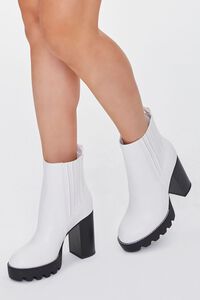 WHITE Block Heel Chelsea Boots, image 1
