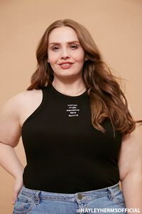 BLACK/WHITE Plus Size Embroidered Woman Tank Top, image 1