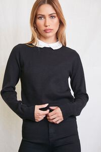 BLACK/WHITE Faux Gem-Collar Sweater, image 1