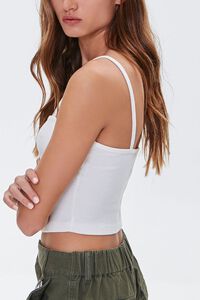 WHITE Ribbed Knit Cropped Cami, image 2