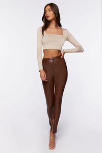 TAUPE Long-Sleeve Crop Top, image 4