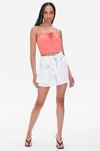 CORAL Ribbed Lace-Up Cropped Cami, image 4