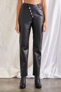 BLACK Crisscross Faux Leather Pants, image 2
