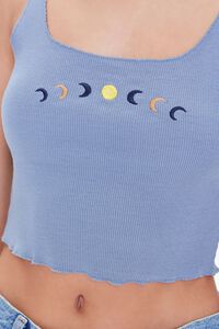 BLUE/MULTI Embroidered Moon Crop Top, image 5