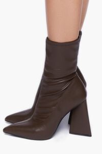BROWN Faux Leather Pointed Booties, image 2