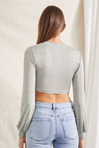 MINT Slinky Button-Front Crop Top, image 3