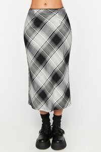 BLACK/MULTI Plaid A-Line Midi Skirt, image 2
