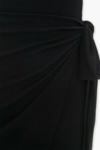 BLACK Ribbed Tulip-Hem Dress, image 4
