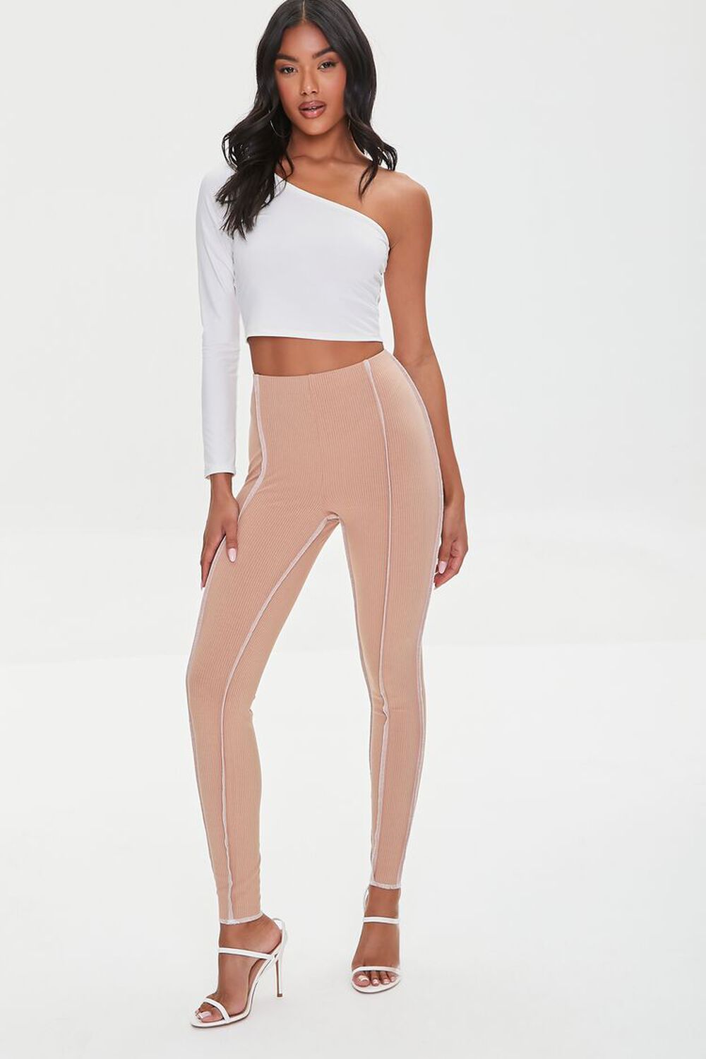 Contrast-Stitch Ribbed Leggings, image 1