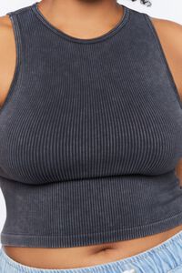 BLACK Plus Size Ribbed Cropped Tank Top, image 6