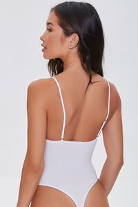 WHITE Seamless Ribbed Cami Bodysuit, image 3