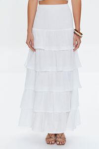 WHITE Tiered Ruffled Maxi Skirt, image 2