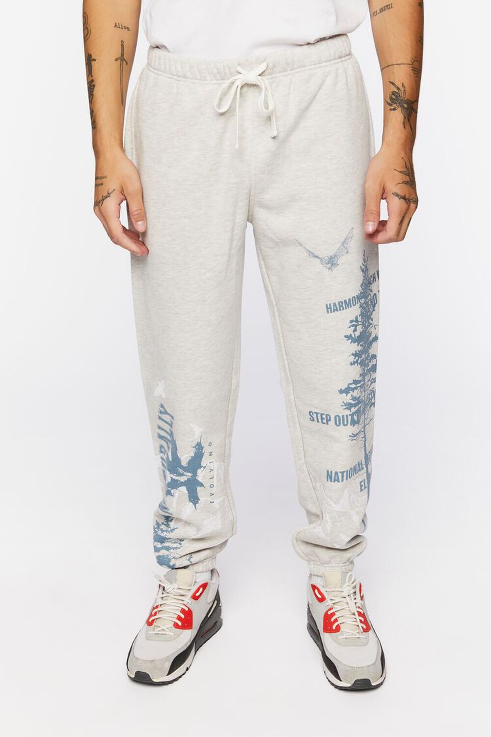 HEATHER GREY/BLUE Nature Graphic Joggers, image 2