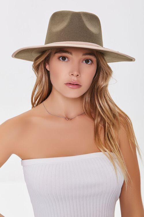 OLIVE/CREAM Bow-Trim Panama Hat, image 1