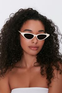 CREAM/BLACK Cat-Eye Tinted Sunglasses, image 2