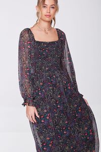 BLACK/MULTI Floral Print Mini Dress, image 2
