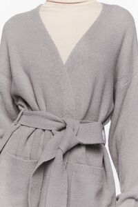 GREY Belted Longline Cardigan Sweater, image 5