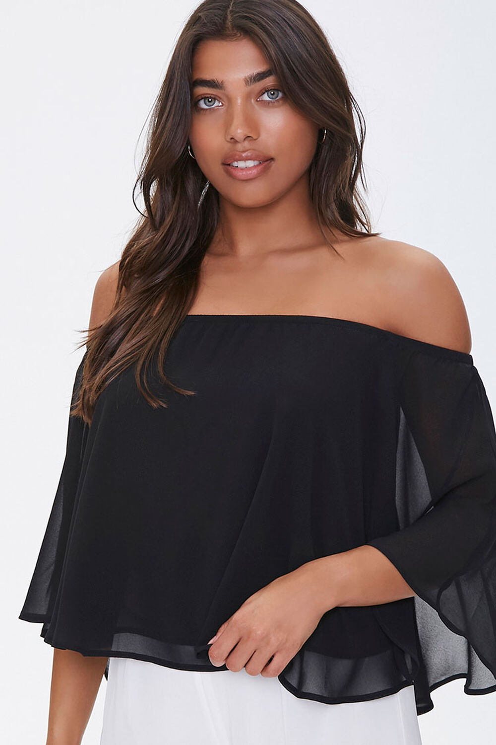 Chiffon Off-the-Shoulder Top, image 1