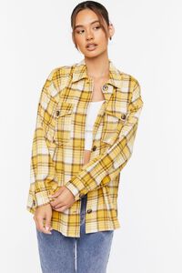 YELLOW/MULTI Plaid Button-Up Shacket, image 1