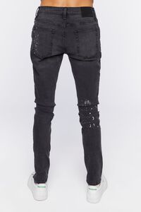 BLACK Graphic Paint Splatter Skinny Jeans, image 4