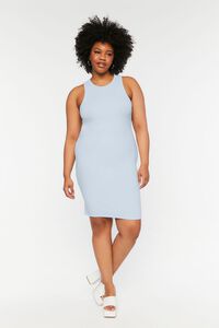 SKY BLUE Plus Size Sleeveless Bodycon Mini Dress, image 4