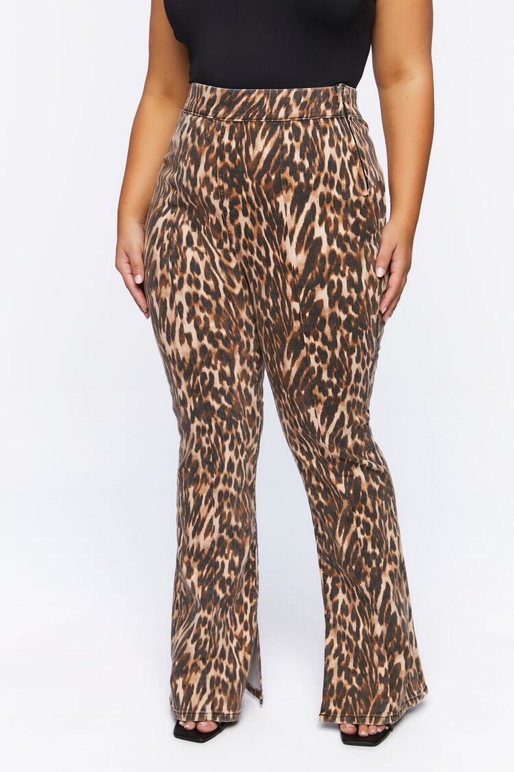 Plus Size Leopard Print Bootcut Jeans