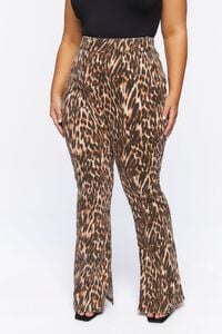 BROWN/MULTI Plus Size Leopard Print Bootcut Jeans, image 2