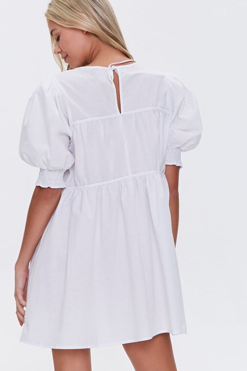 WHITE Puff-Sleeve Mini Dress, image 3