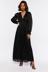 BLACK Chiffon Peasant-Sleeve Maxi Dress, image 1
