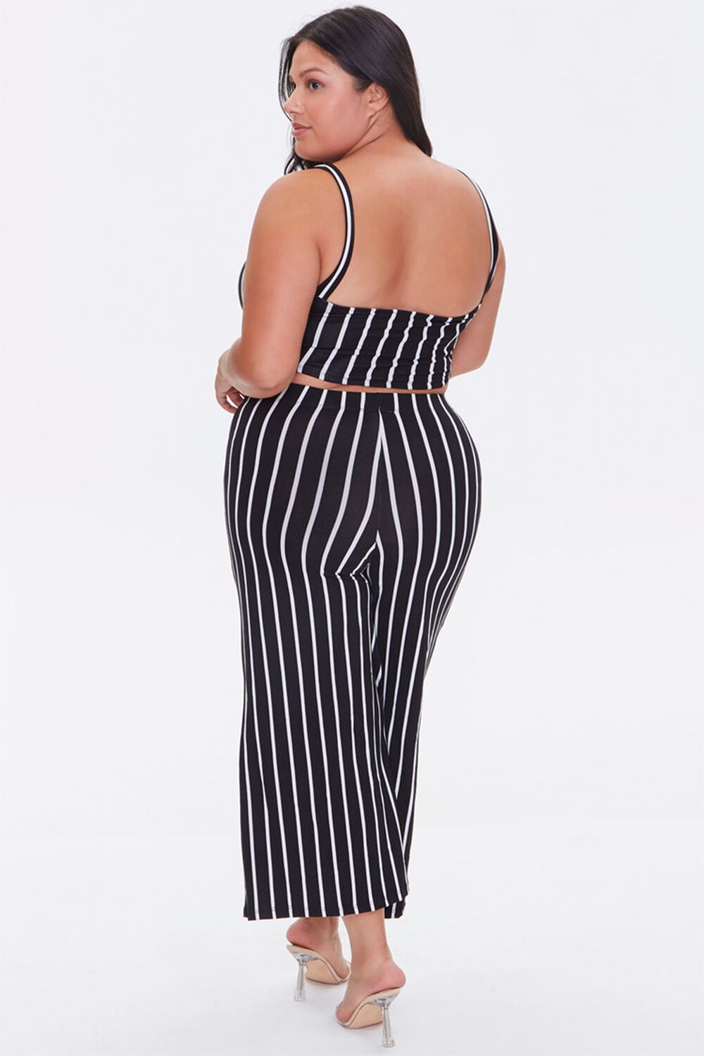 Plus Size Striped Crop Top & Pants Set, image 3