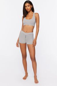 HEATHER GREY Lounge Ribbed Knit Crop Top, image 4