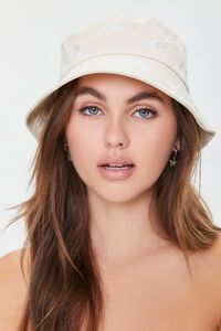 KHAKI/WHITE Embroidered Floral Bucket Hat, image 1