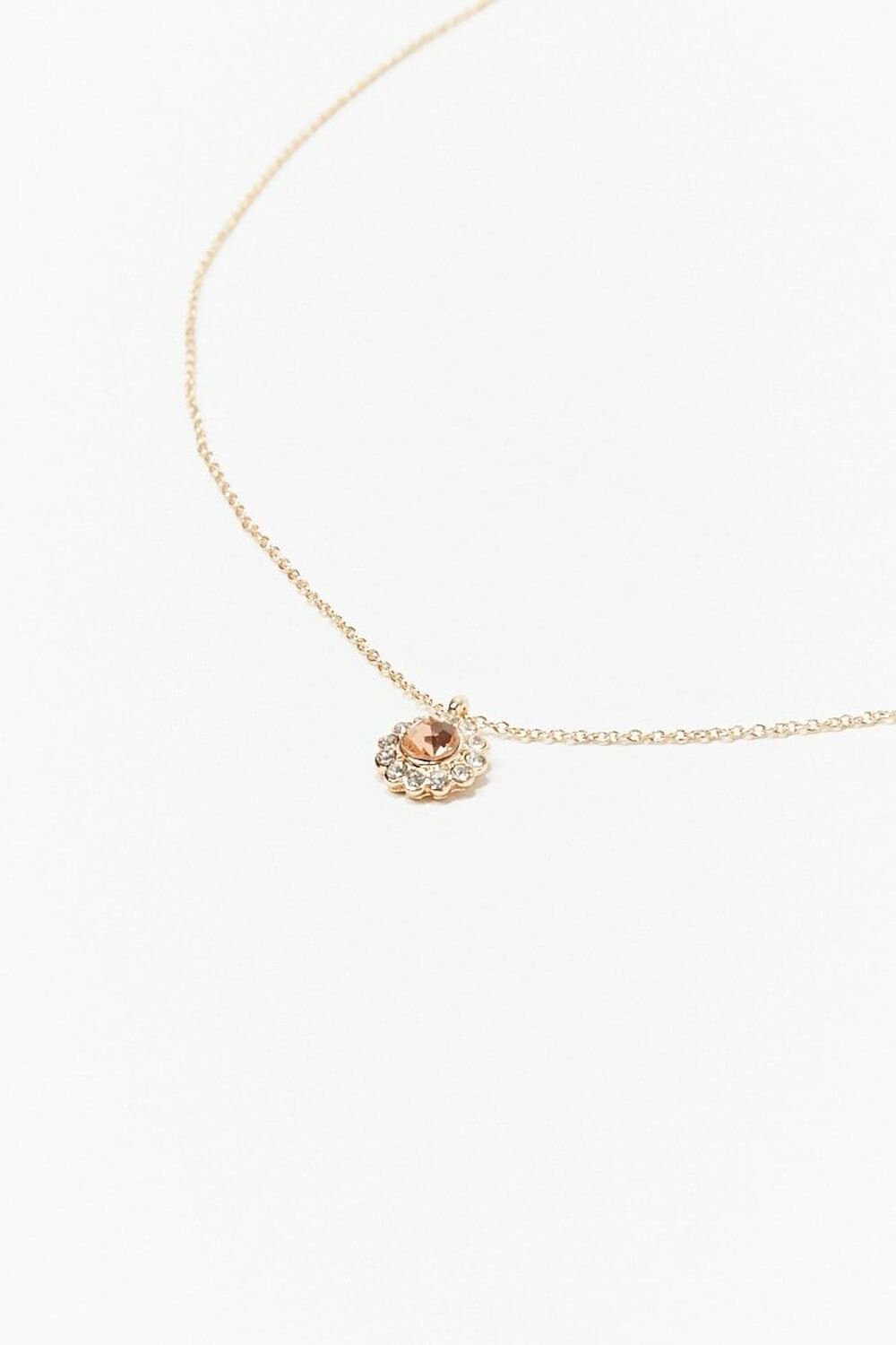 GOLD/PEACH Rhinestone Floral Charm Necklace, image 1
