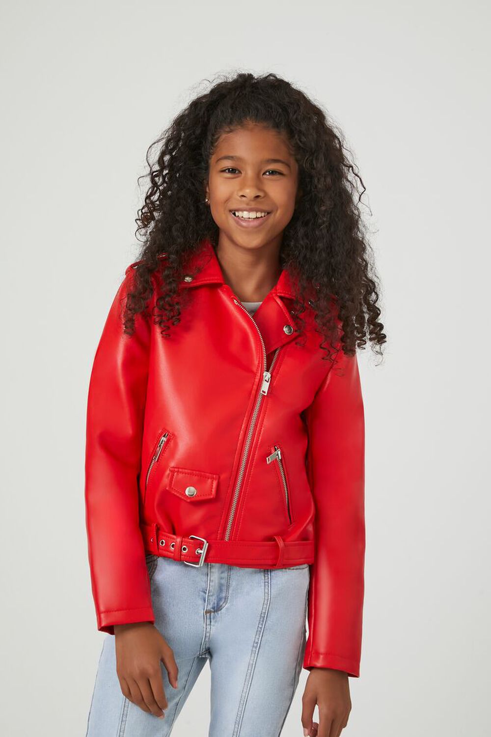 Girls Faux Leather Moto Jacket (Kids), image 1