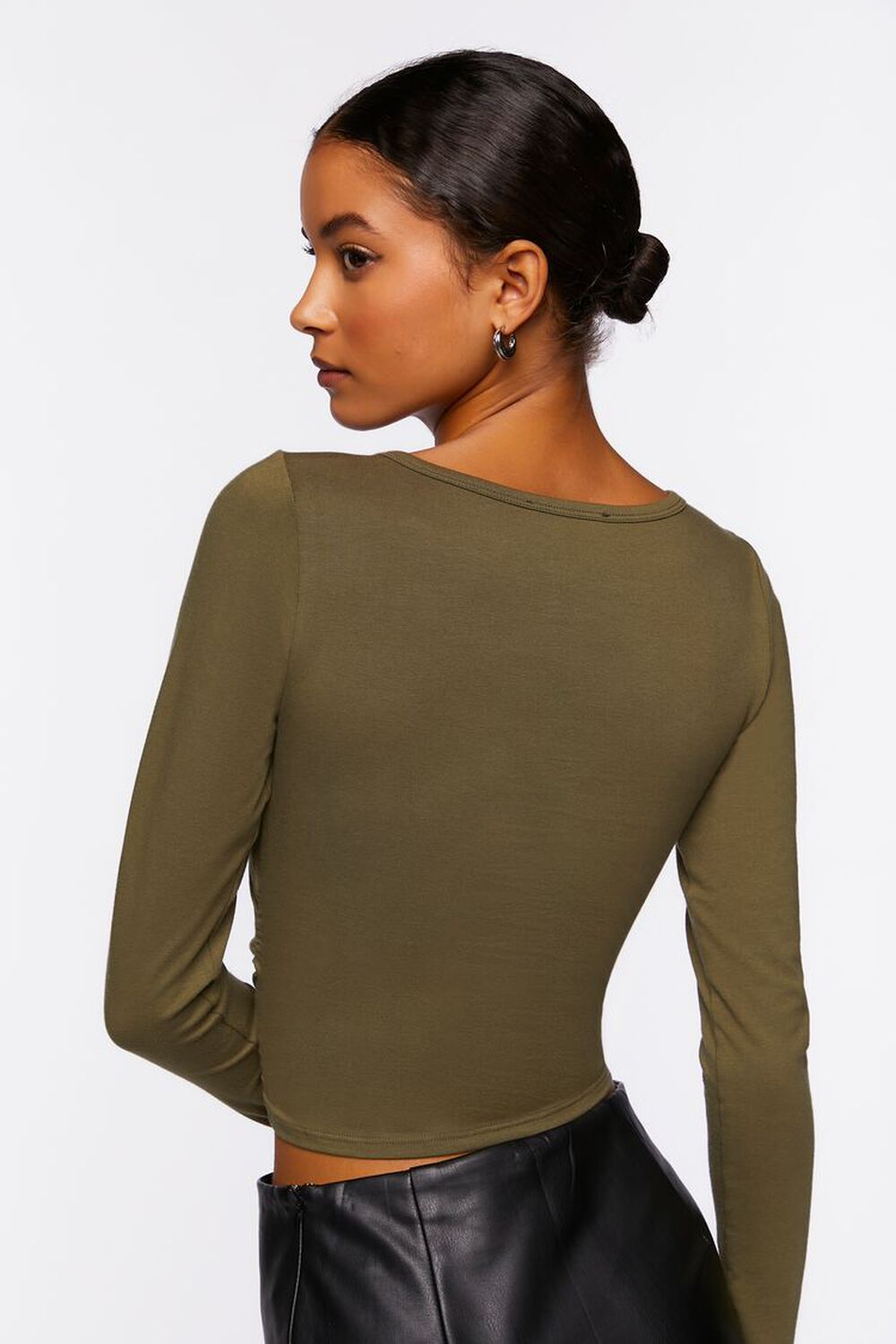 OLIVE Ruched Long-Sleeve Tee, image 3