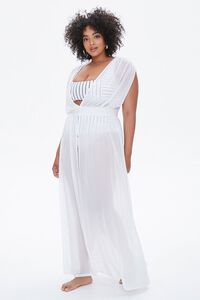 WHITE Plus Size Sheer Swim Cover-Up Dress, image 4