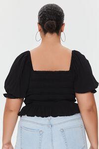 BLACK Plus Size Smocked Puff-Sleeve Top, image 3