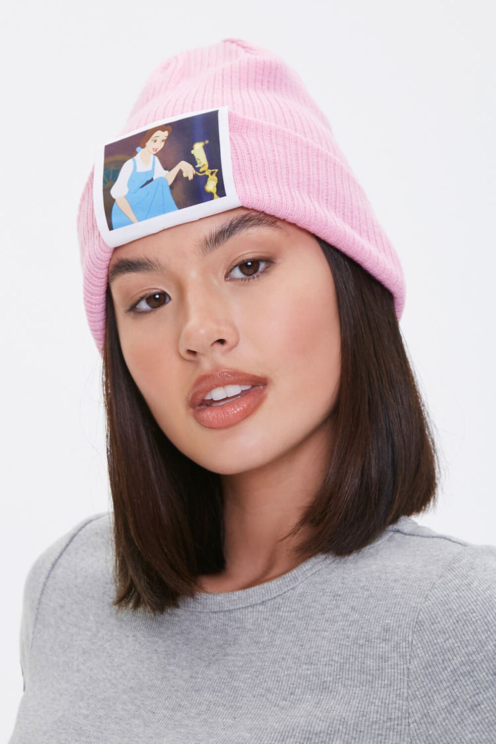 PINK Belle Graphic Ribbed Beanie, image 1
