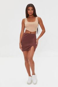 BROWN Vented Fitted Mini Skirt, image 5