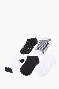 BLACK/WHITE Striped & Polka Dot Sock Set - 5 pack, image 2