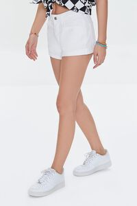 WHITE Frayed High-Rise Denim Shorts, image 3