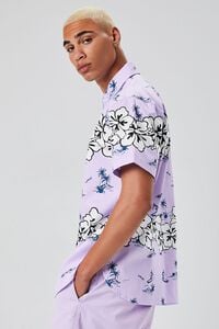 PURPLE/WHITE Tropical Floral Print Shirt, image 2