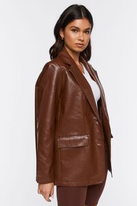 BROWN Faux Leather Blazer, image 2