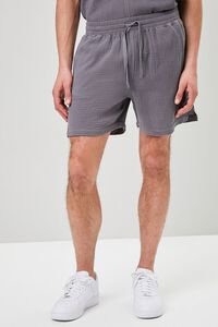 GREY Seersucker Drawstring Shorts, image 2