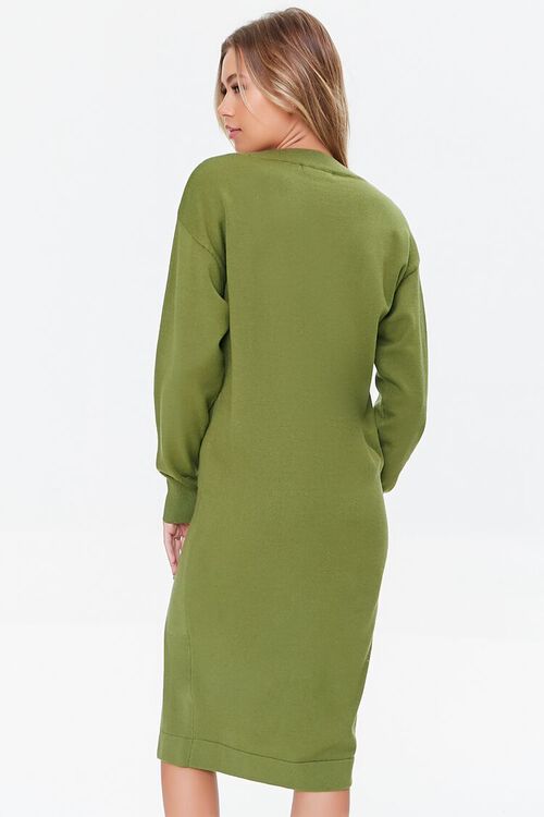 GREEN Ribbed-Trim Sweater Dress, image 3